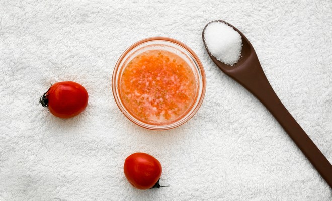 اسکراب خانگی شکر و گوجه