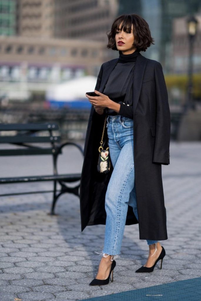 ست یقه اسکی با مانتوی مشکی