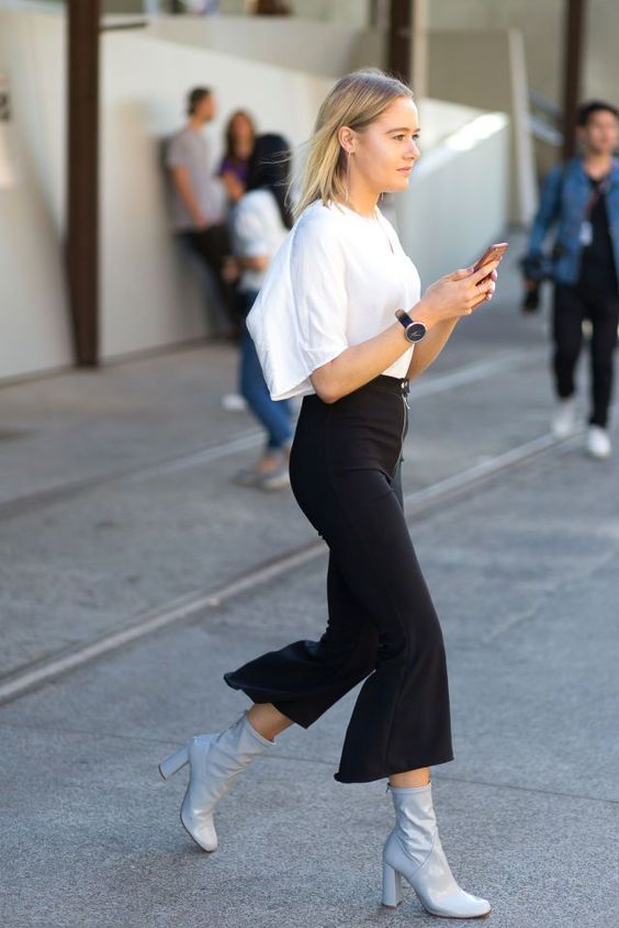 نیم بوت بلند با شلوار دم پا : ترند پاییز