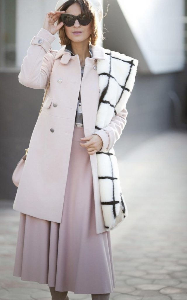 ست دامن با مانتوی صورتی