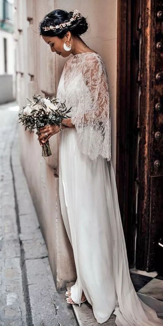 لباس عروس شنل دار