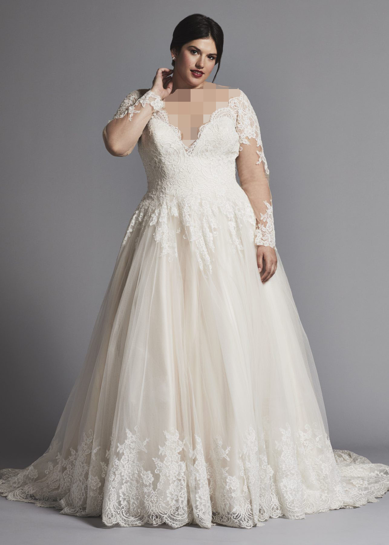 لباس عروس آستین بلند برای افراد چاق
